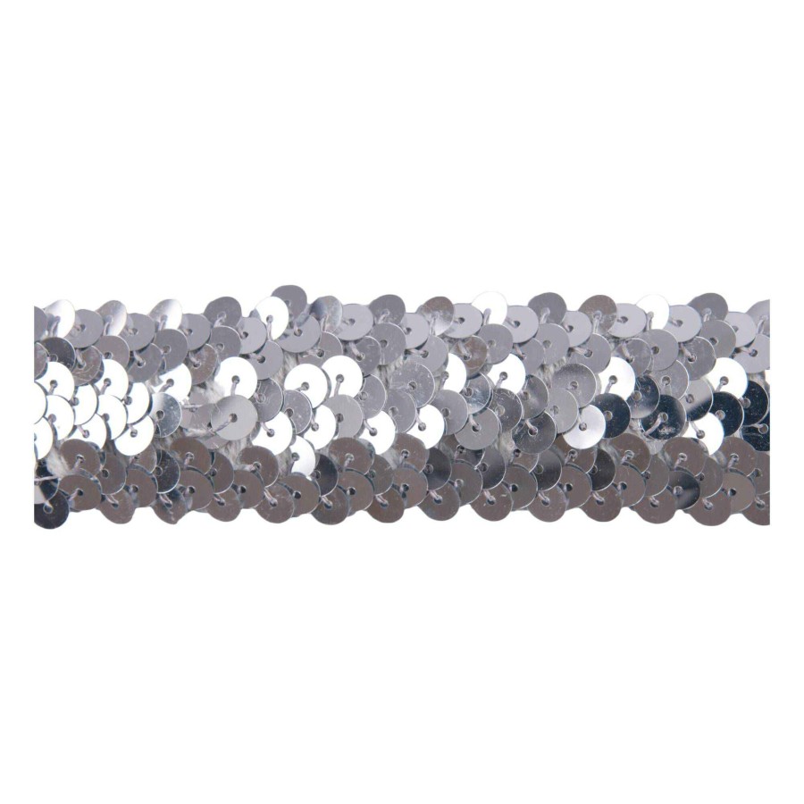 Christmas Crafts Hobbycraft  | Silver 20Mm Sequin Stretch Trim By The Metre