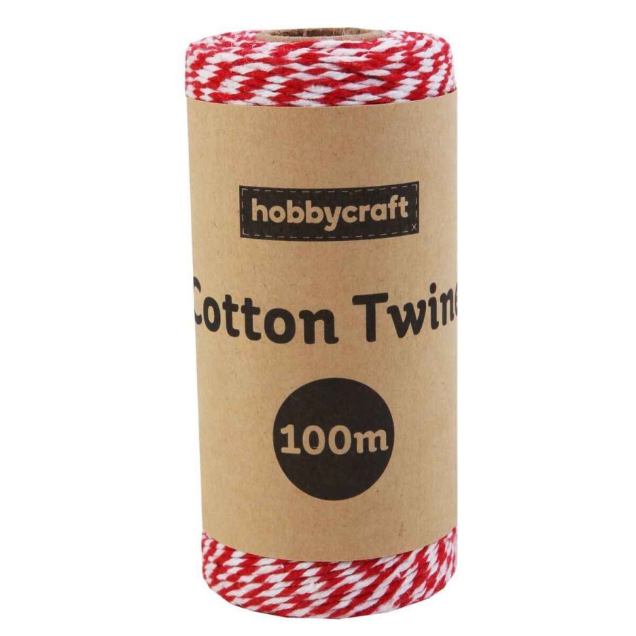 Christmas Hamper Making Hobbycraft  | Red And White Cotton Twine 100M